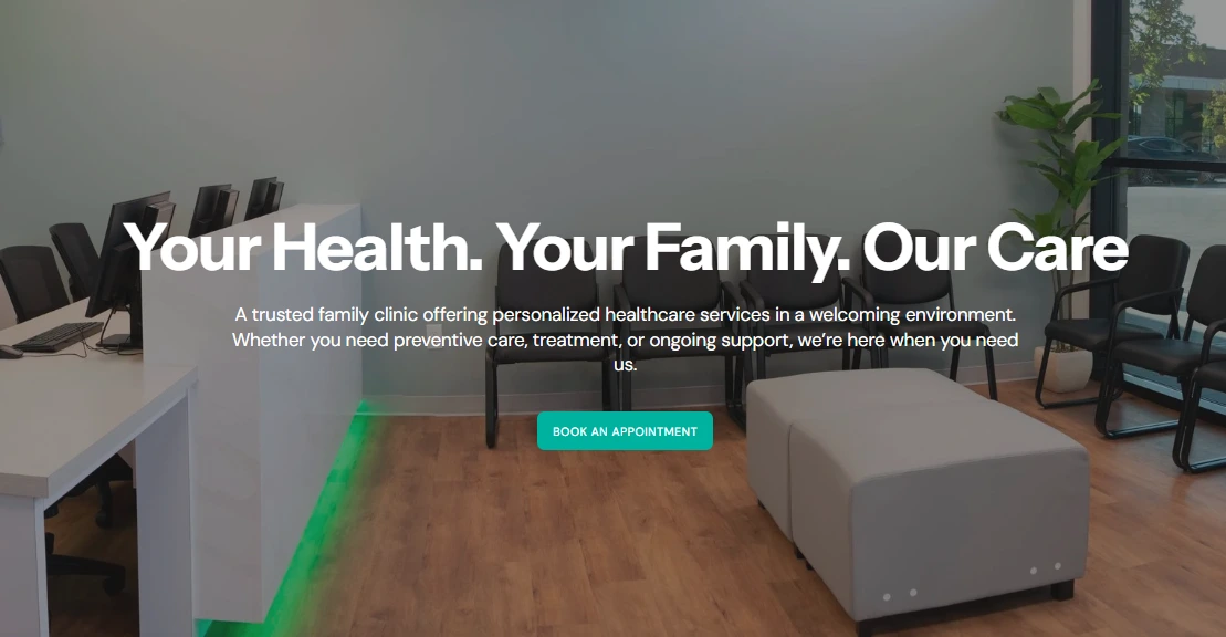 Website homepage designed for a medical centre