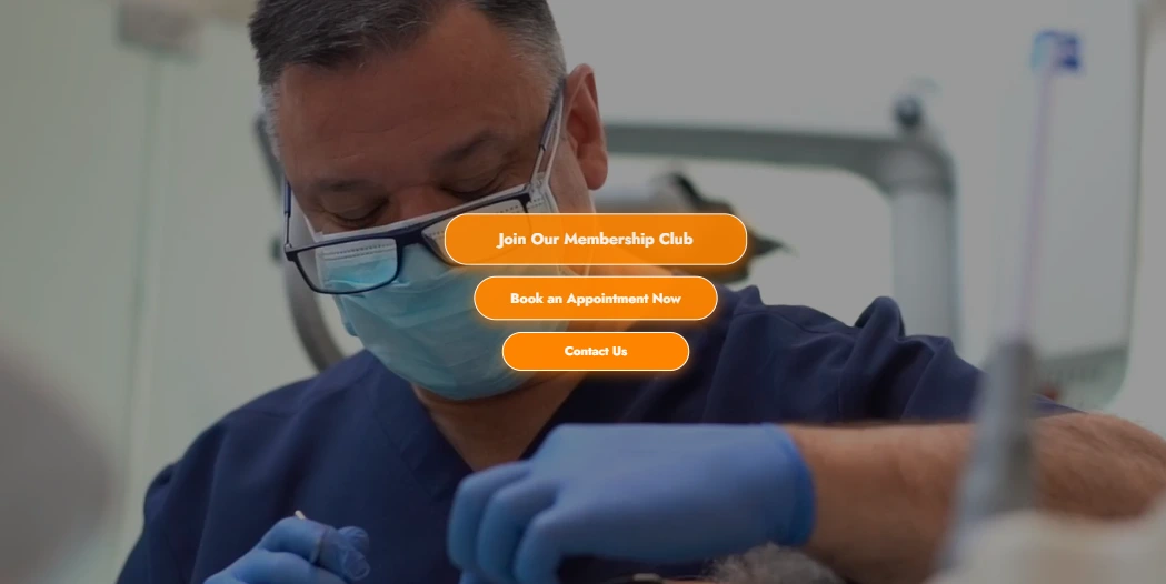 Website homepage designed for a dental clinic